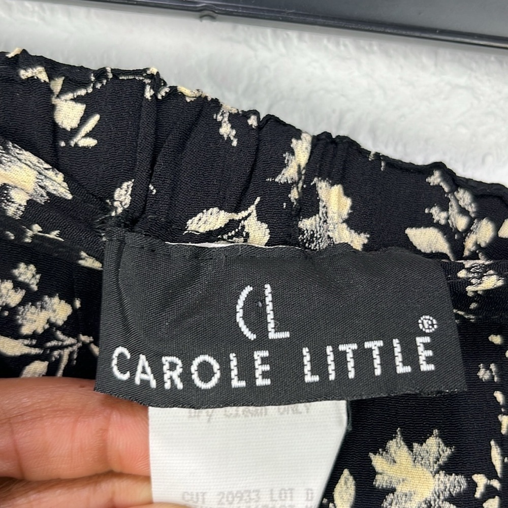 Vintage Street Wear Carole Little Wide Leg Pants Womens 10 Black Floral Print - Picture 3 of 10